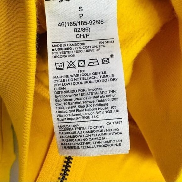 GAP Women's Yellow and Navy Logo Zip Hoodie Size Small - Picture 5 of 6